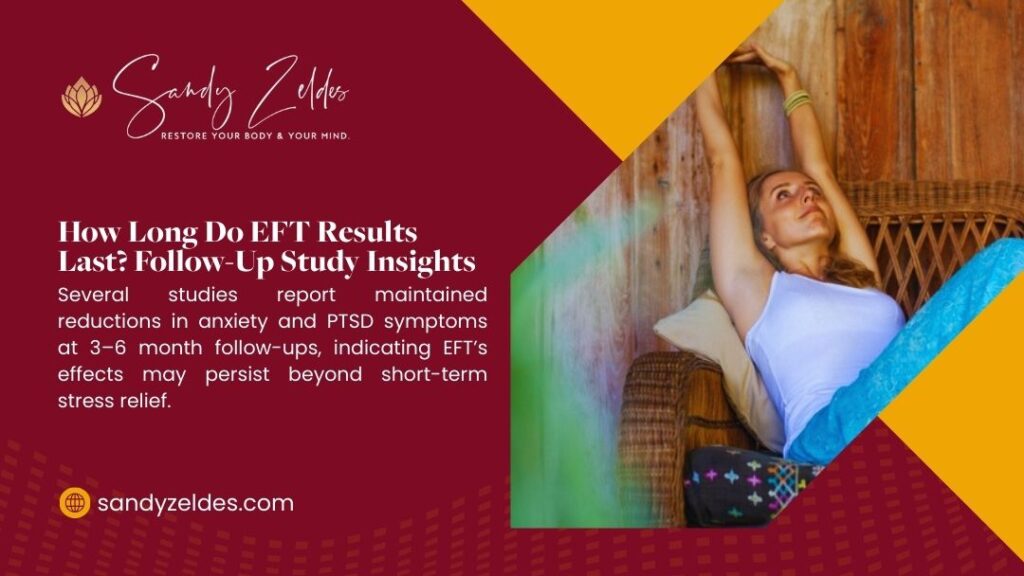 Woman practicing stretching and stress relief exercises, illustrating follow-up study insights showing how long EFT results last with maintained anxiety reduction